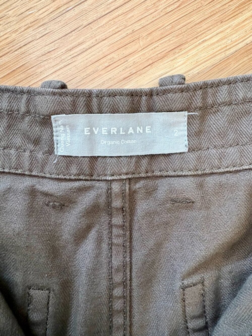 Everlane Organic Cotton Herringbone Fatigue Pants Brown Size 2 - Picture 10 of 10